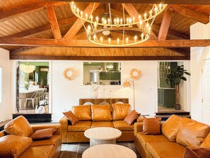 Smart TV, fireplace, video games, foosball