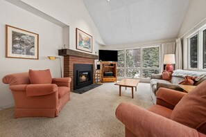 TV, fireplace, stereo - Saddleback | 15 Clubhouse | Ski in/out, Pet friendly (Rangeley)