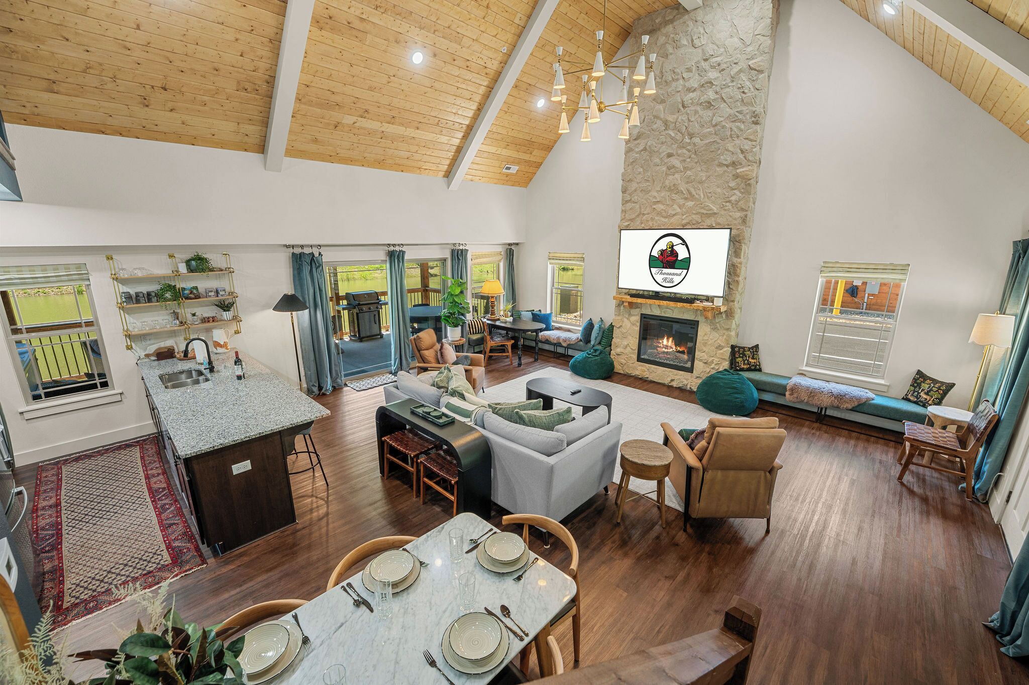 Smart TV, fireplace, video games