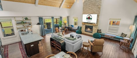 Smart TV, fireplace, video games