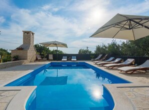 House (Six Bedroom Holiday House With Pool) | Outdoor pool | Seasonal outdoor pool, pool umbrellas, sun loungers - Holiday House Balen With Swimming Pool (Benkovac)
