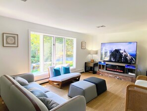 Smart-TV, Kamin, Bücher