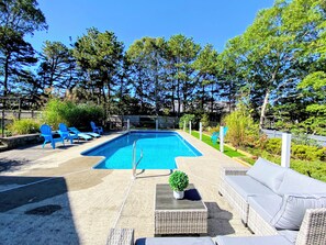 Outdoor pool, a heated pool - Modern Oasis. Private Heated Saltwater Pool. Huge Lounge Deck. Beach Golf Bike. (Dennis)