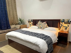 Luxury Double or Twin Room, Private Pool, Garden View | Desk, laptop workspace, blackout drapes, iron/ironing board - The Tiger Waterfront Resort (Puranpur)