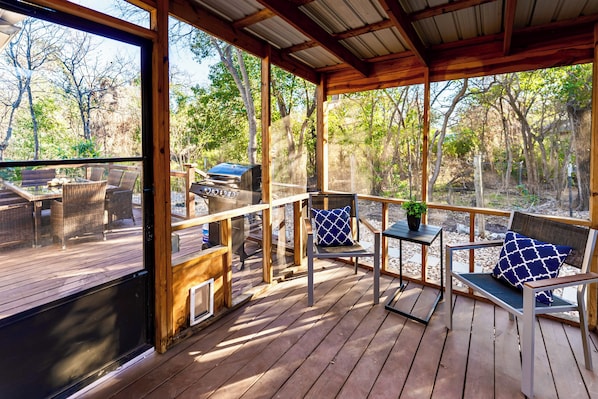 Outdoor dining - 1 Mi to Campus! Creekside Austin Home w/ Game Room (Austin)