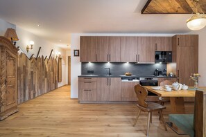 Fridge, microwave, oven, stovetop - Vacation apartment 'Bennis Dahuam' on the Schwendberg/Hippach with top panorama (Hippach-Schwendberg)