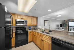 Fridge, microwave, oven, stovetop - Seaside Sanctuary 14th Floor 3BR Angle OV Condo (Myrtle Beach)