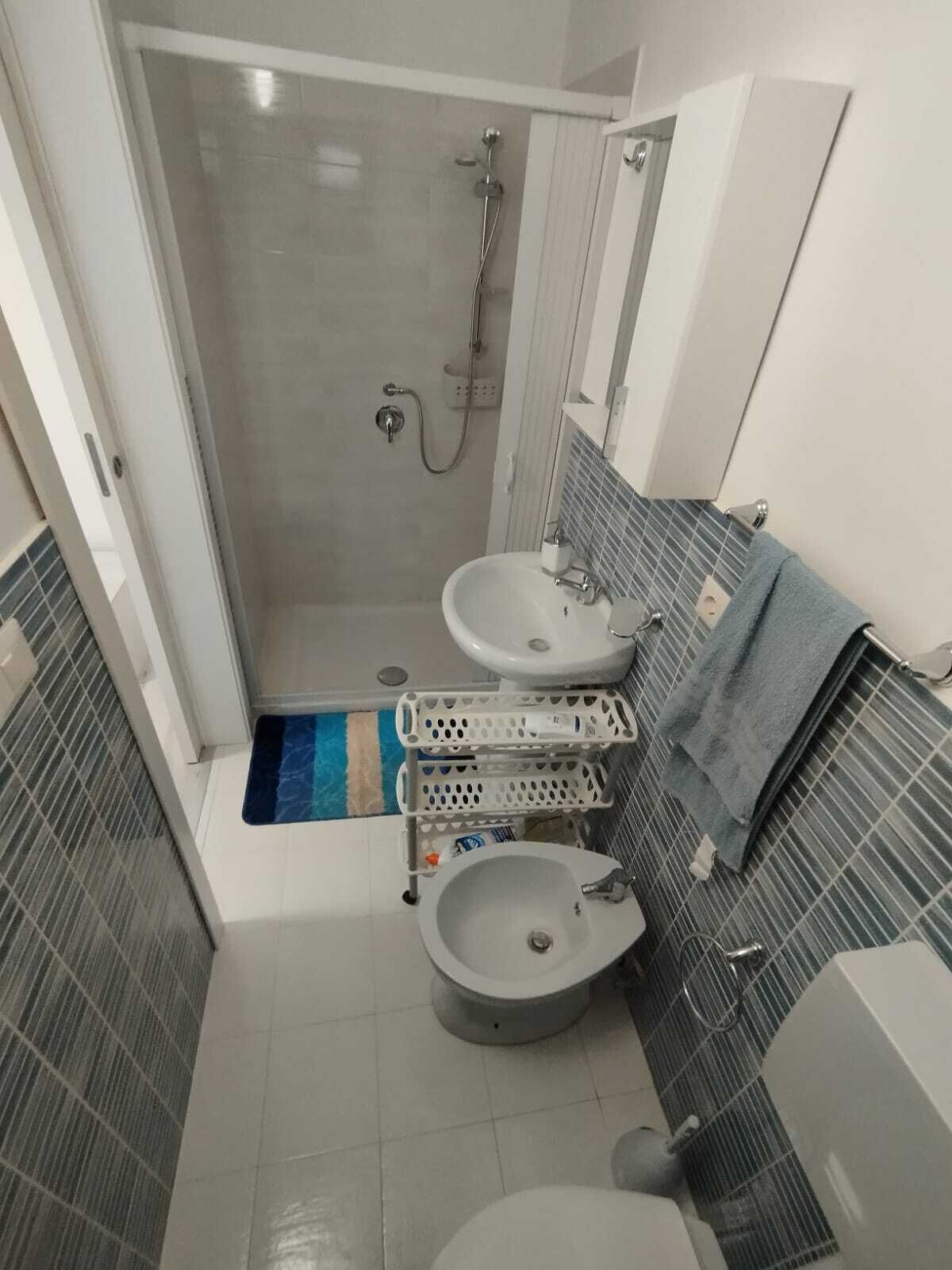 Douche, sèche-cheveux, bidet, serviettes fournies