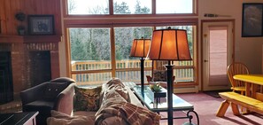 TV, fireplace - 2-bedroom mountain getaway in Bretton Woods with A/C, family-pet friendly (Carroll)