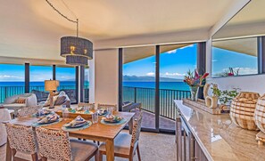 Dining - Beachfront 2BR condo w stunning ocean views - Kaanapali Shores 702 (Lahaina)