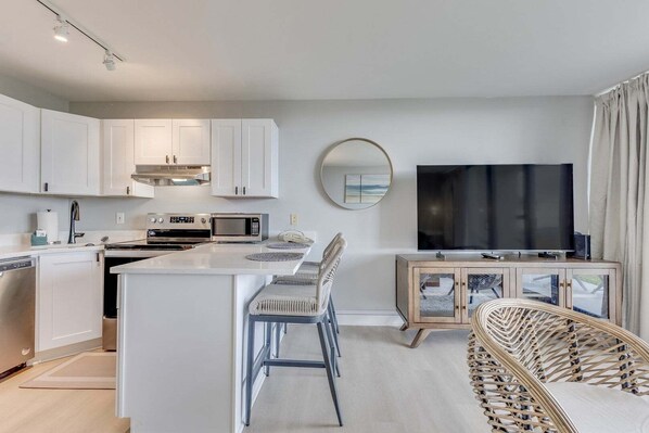 คอนโด, 1 ห้องนอน | ครัวส่วนตัว | ตู้เย็น, เตาอบ, เครื่องชงกาแฟ/ชา, เตาปิ้งขนมปัง