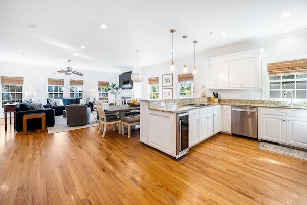 Open concept living and kitchen | IOP Escapes Front Beach Fun | 9 JC Long Blvd | Isle of Palms, SC