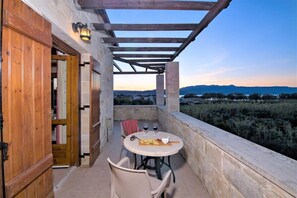 Outdoor dining - Luxury stone villa with big private pool at beach (Tavronitis)
