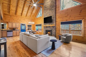 TV, fireplace - Goat Run Retreat | Hocking Hills, Hot Tub, Sauna (Logan)