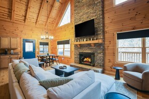 TV, fireplace - Goat Run Retreat | Hocking Hills, Hot Tub, Sauna (Logan)