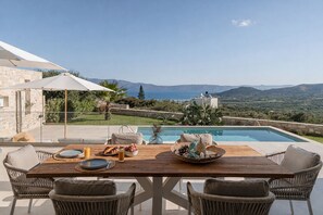 Luxury Villa, 2 Bedrooms, Private Pool, Sea View | Terrace/patio - Himmel Villas (Kissamos)