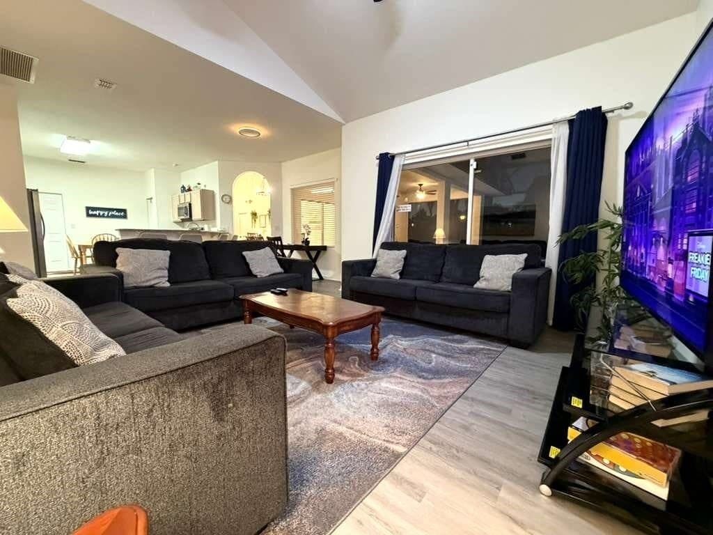 House, Multiple Beds, Private Pool | Living area | Smart TV, foosball, table tennis, books