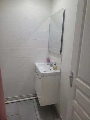 Sèche-cheveux, serviettes fournies, savon, papier toilette