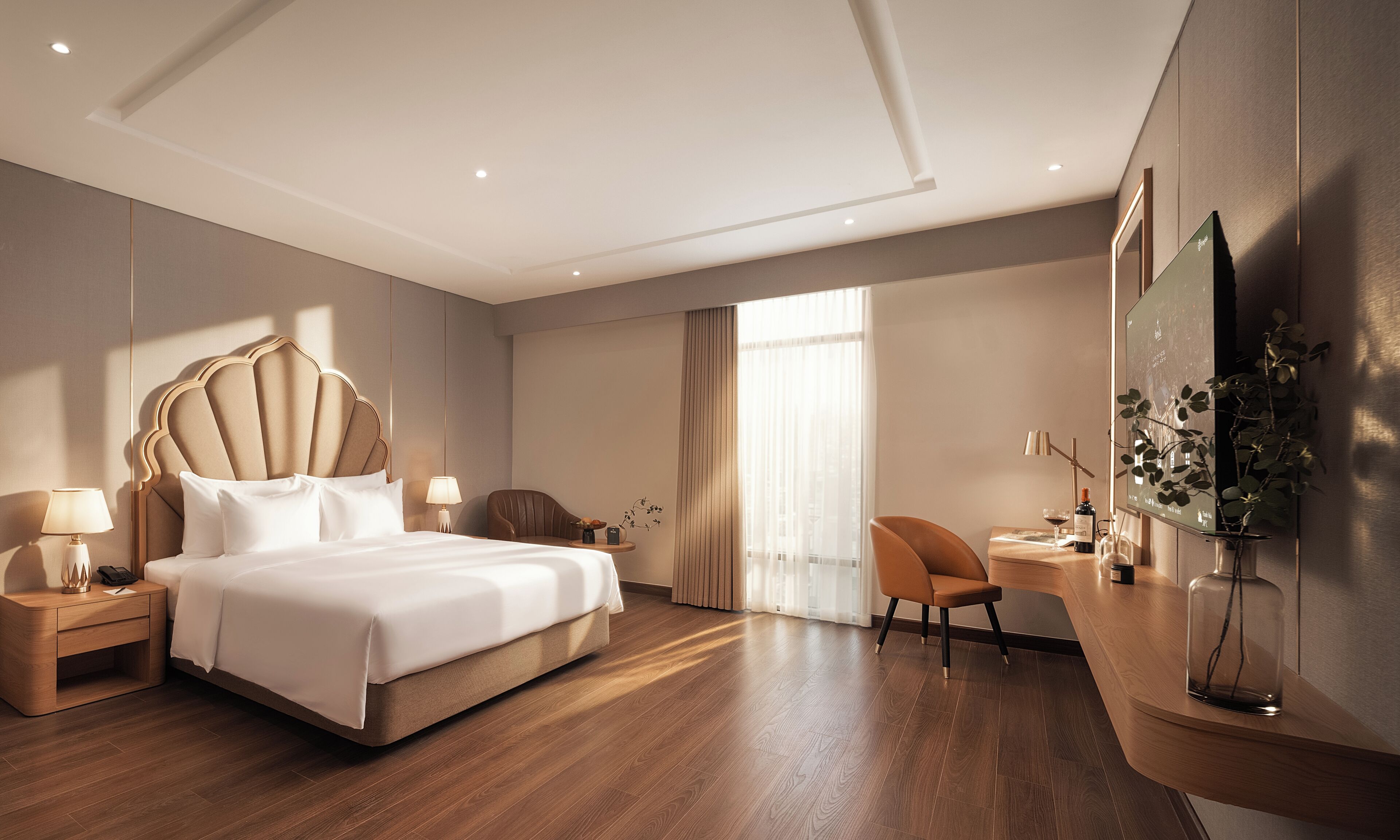 Memory-foam beds, free minibar items, in-room safe