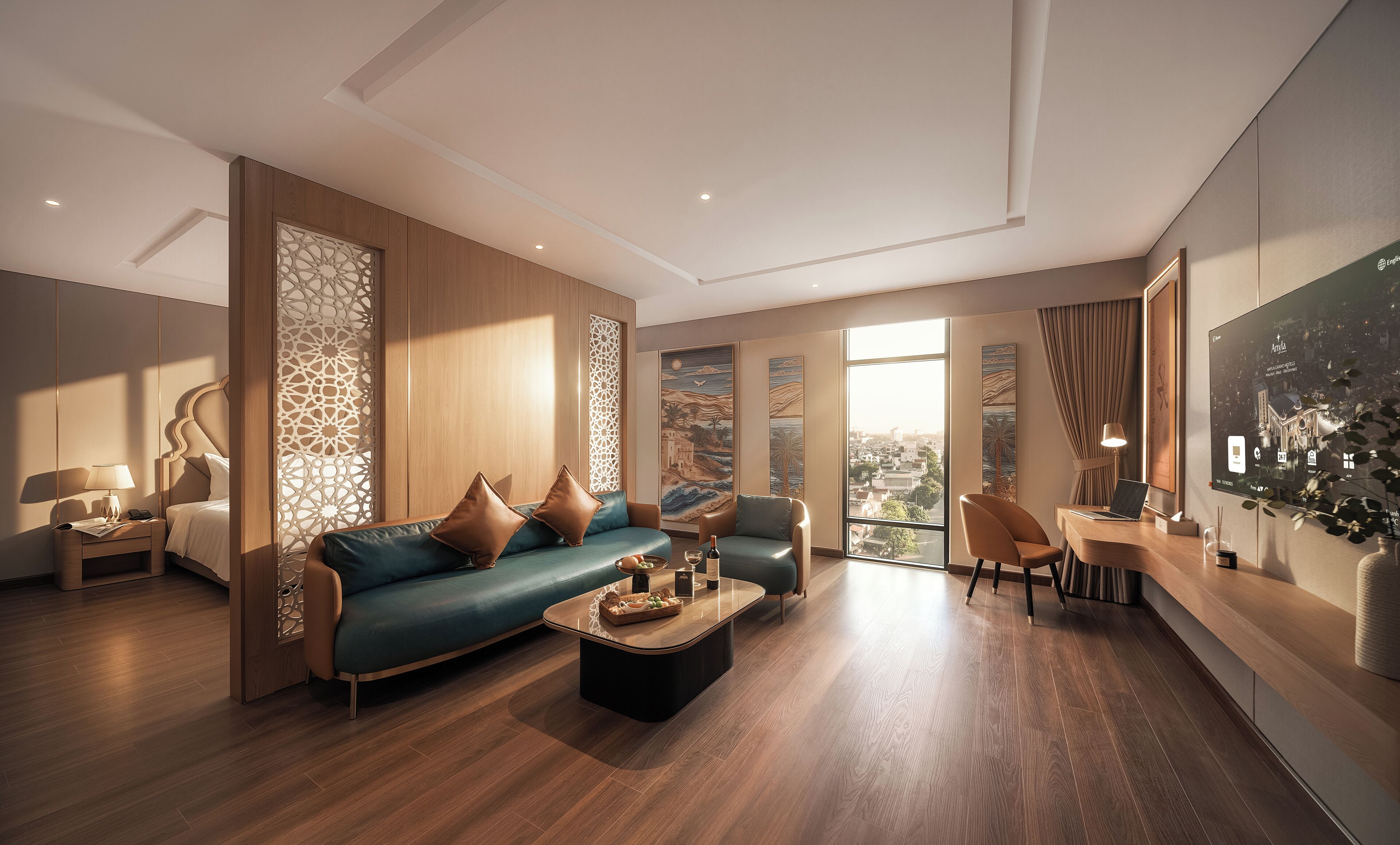 Executive Studio Suite, City View | Living area