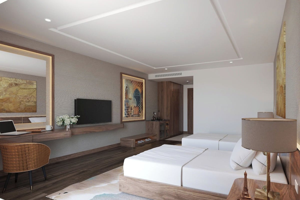 豪華雙人房單人入住, 2 張加大雙人床 | 房內夾萬、獨特設計、獨特裝修、書桌