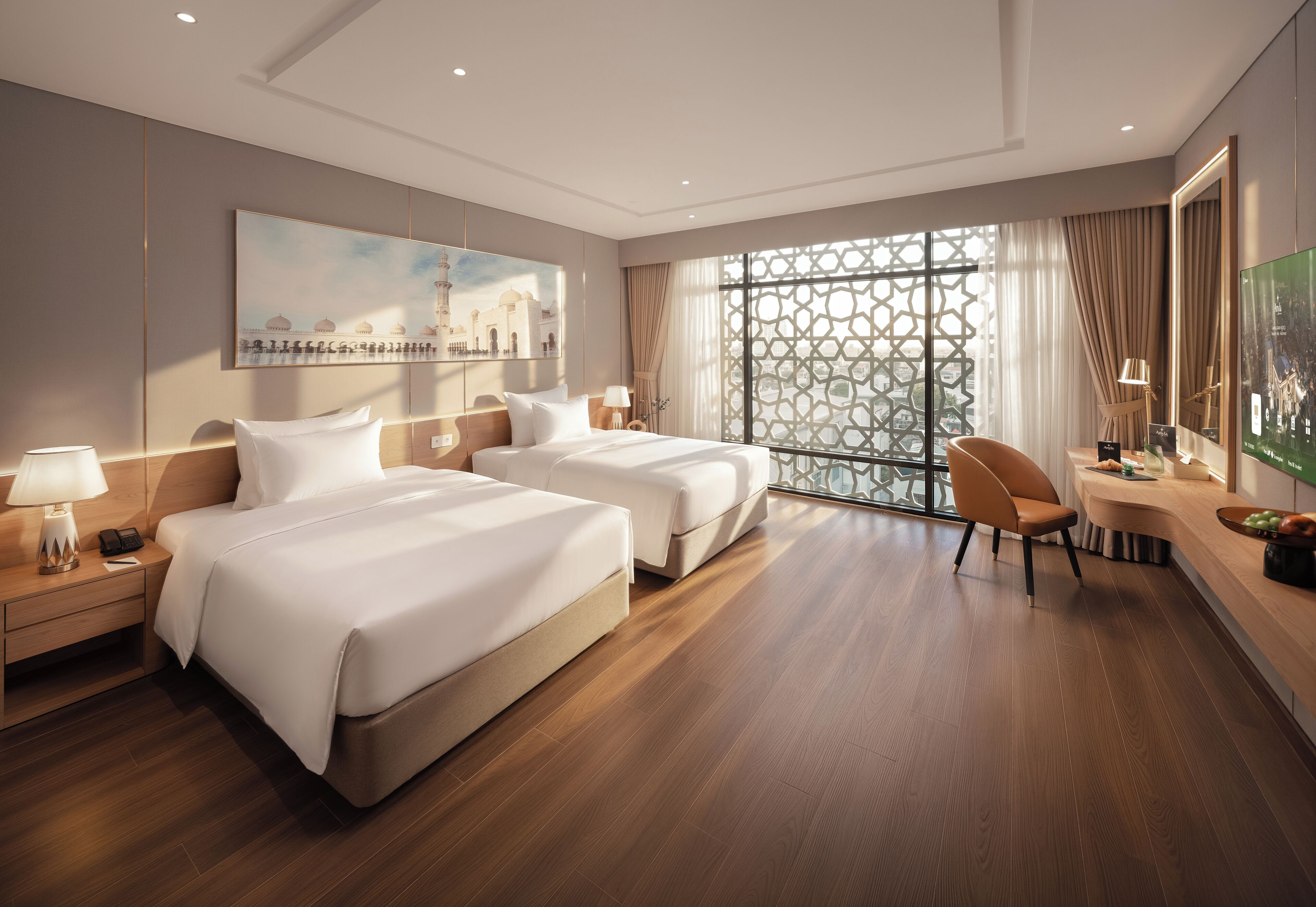 Premier Double Room Single Use, 2 Queen Beds, City View | In-room safe, individually decorated, individually furnished, desk