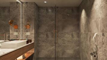 Bañera y ducha independientes, artículos de tocador gratuitos