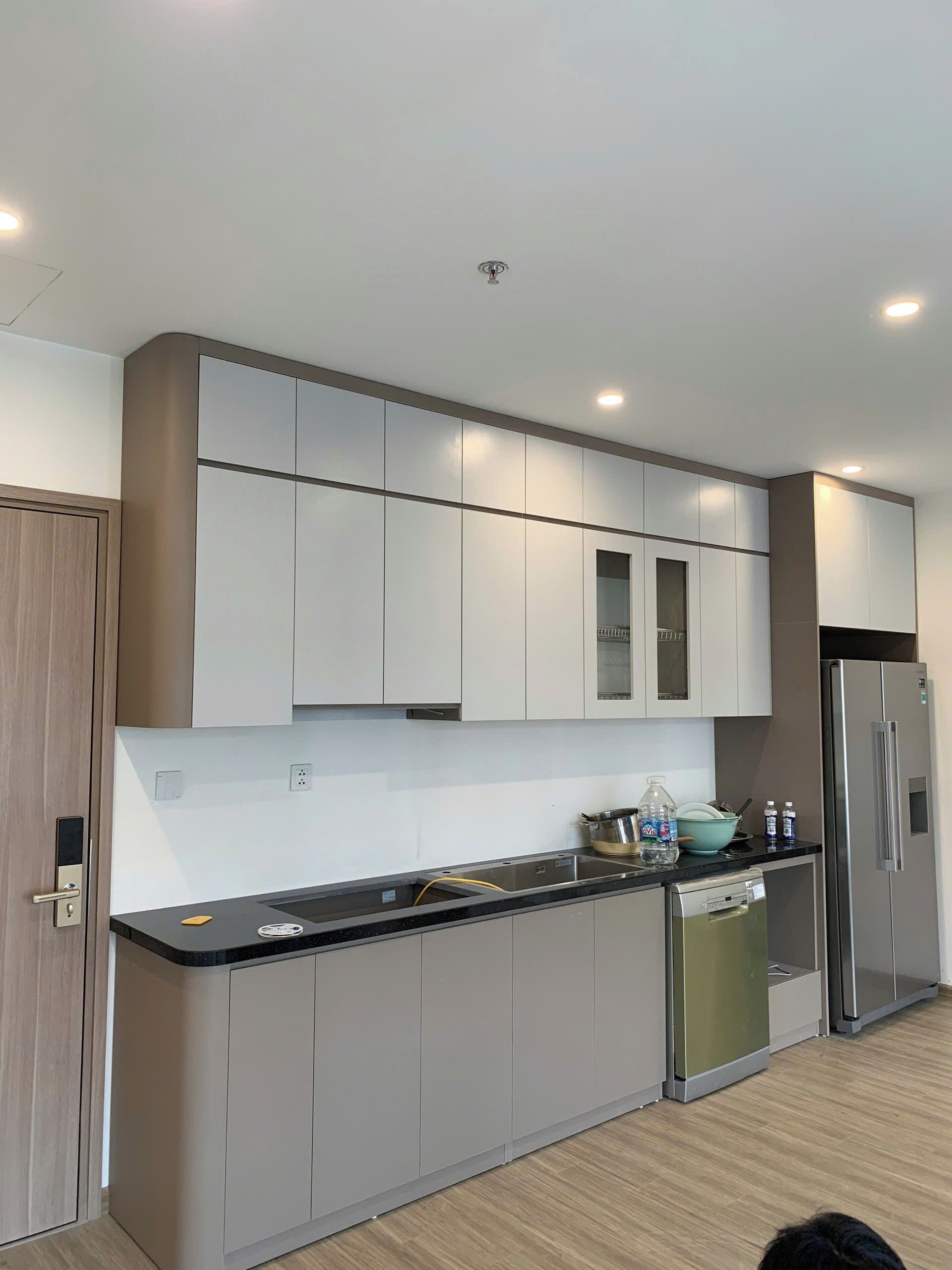 Een magnetron, een oven, een kookplaat, een vaatwasser