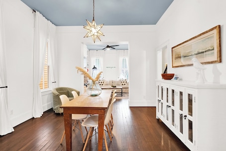 Dining. Charming Historic Home in Starland • Hot Tub • Walk to Forsyth & Downtown • 2BR