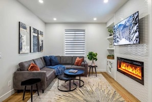 TV, fireplace, offices