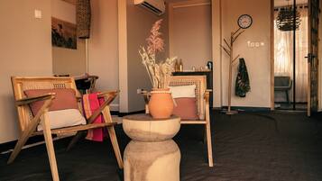 Memory-foam beds, desk, laptop workspace, iron/ironing board