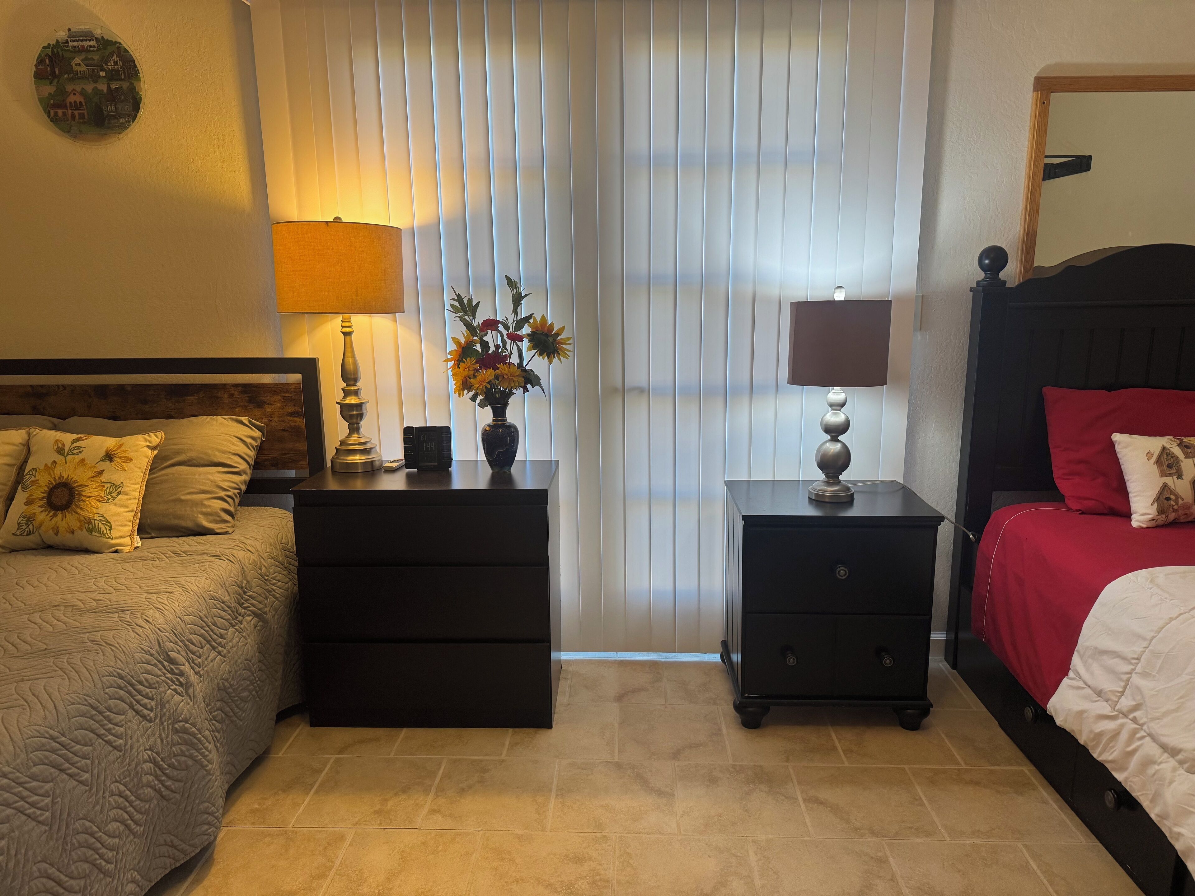 Desk, free WiFi, bed sheets