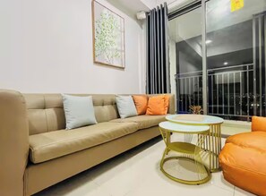 Presidential Suite, 2 Bedrooms, Club Lounge Access, City View | Living area | 65-inch Smart TV with cable channels, Netflix, pay movies