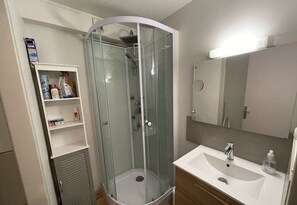 Ducha, secador de pelo y papel higiénico