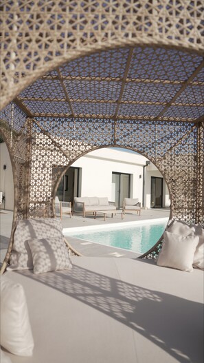 Terrace/patio - New villa in Corsica: total sea view, heated pool & panoramic jacuzzi (Calcatoggio)