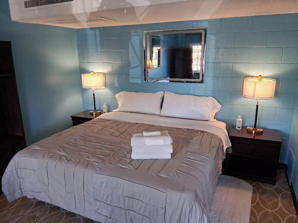 Blackout curtains, iron/ironing board, free WiFi, bed sheets