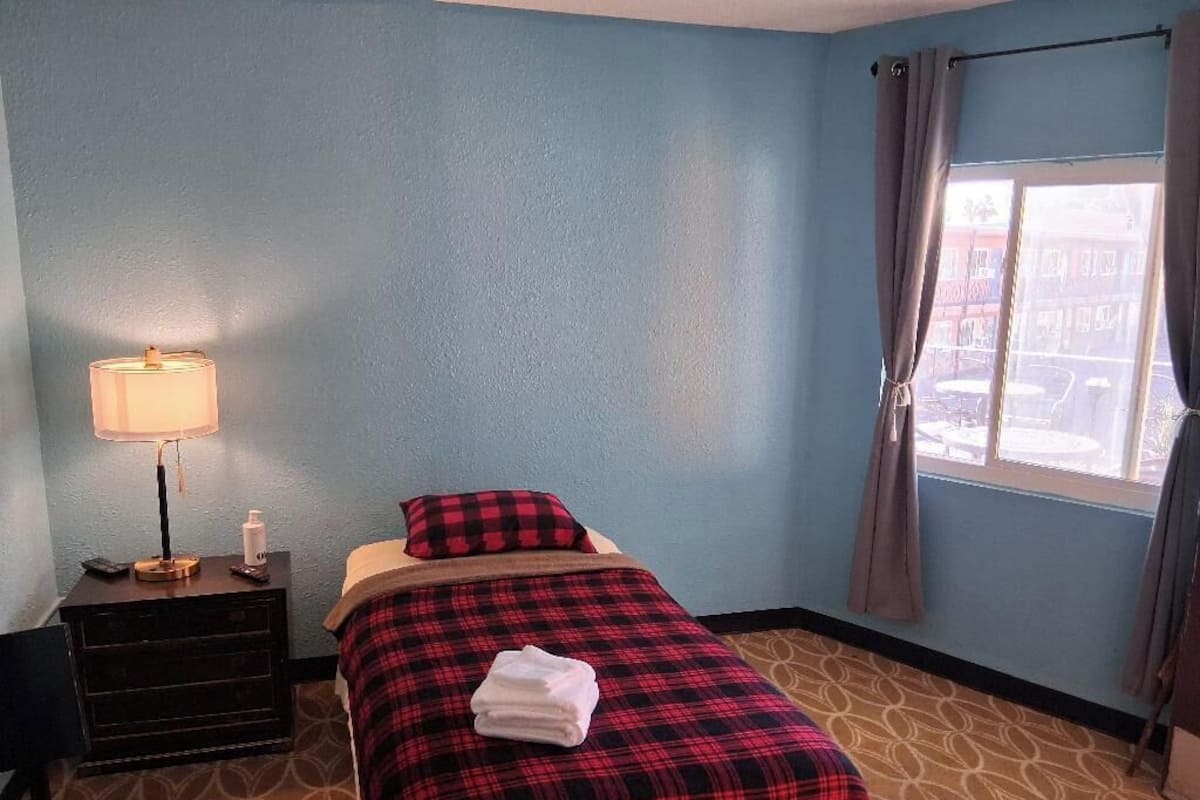 Blackout curtains, iron/ironing board, free WiFi, bed sheets