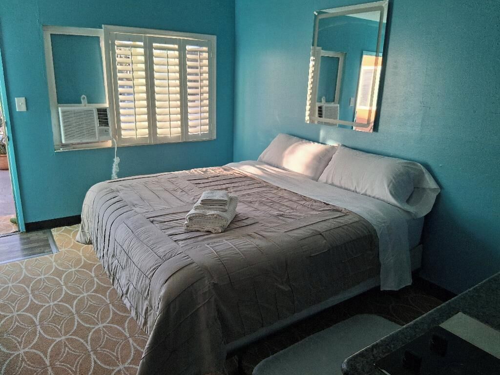 Blackout curtains, iron/ironing board, free WiFi, bed sheets