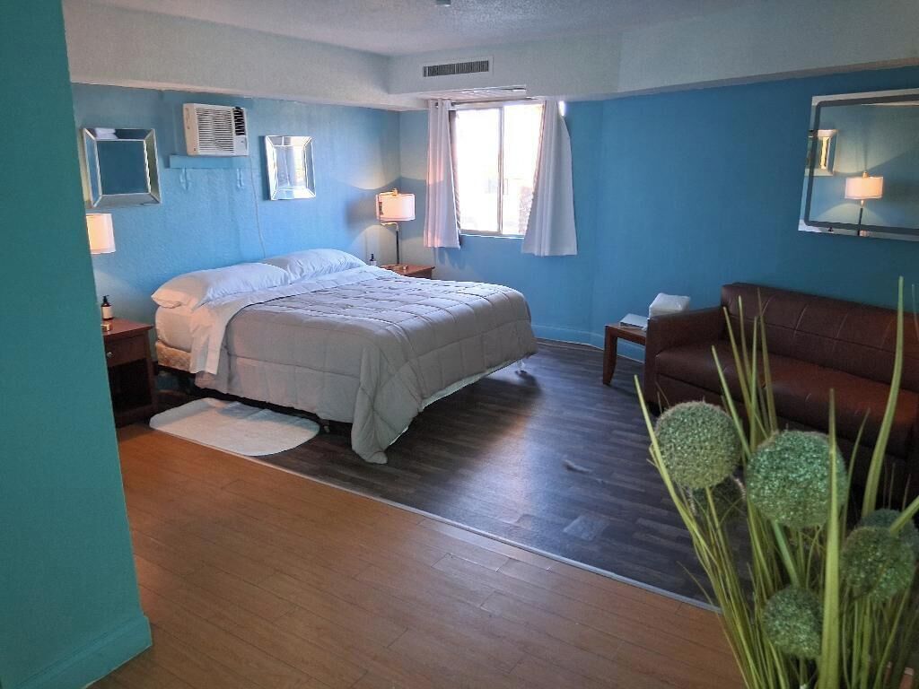 Blackout curtains, iron/ironing board, free WiFi, bed sheets