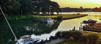 Year round family home on Shelter Island with indoor heated pool and dock.