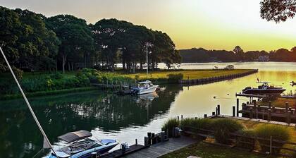 Year round family home on Shelter Island with indoor heated pool and dock.