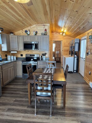 Microwave, oven, stovetop - Cozy Northern Maine Cabin -Near Snowmobile-Wifi-Full Kitchen (Fort Kent)