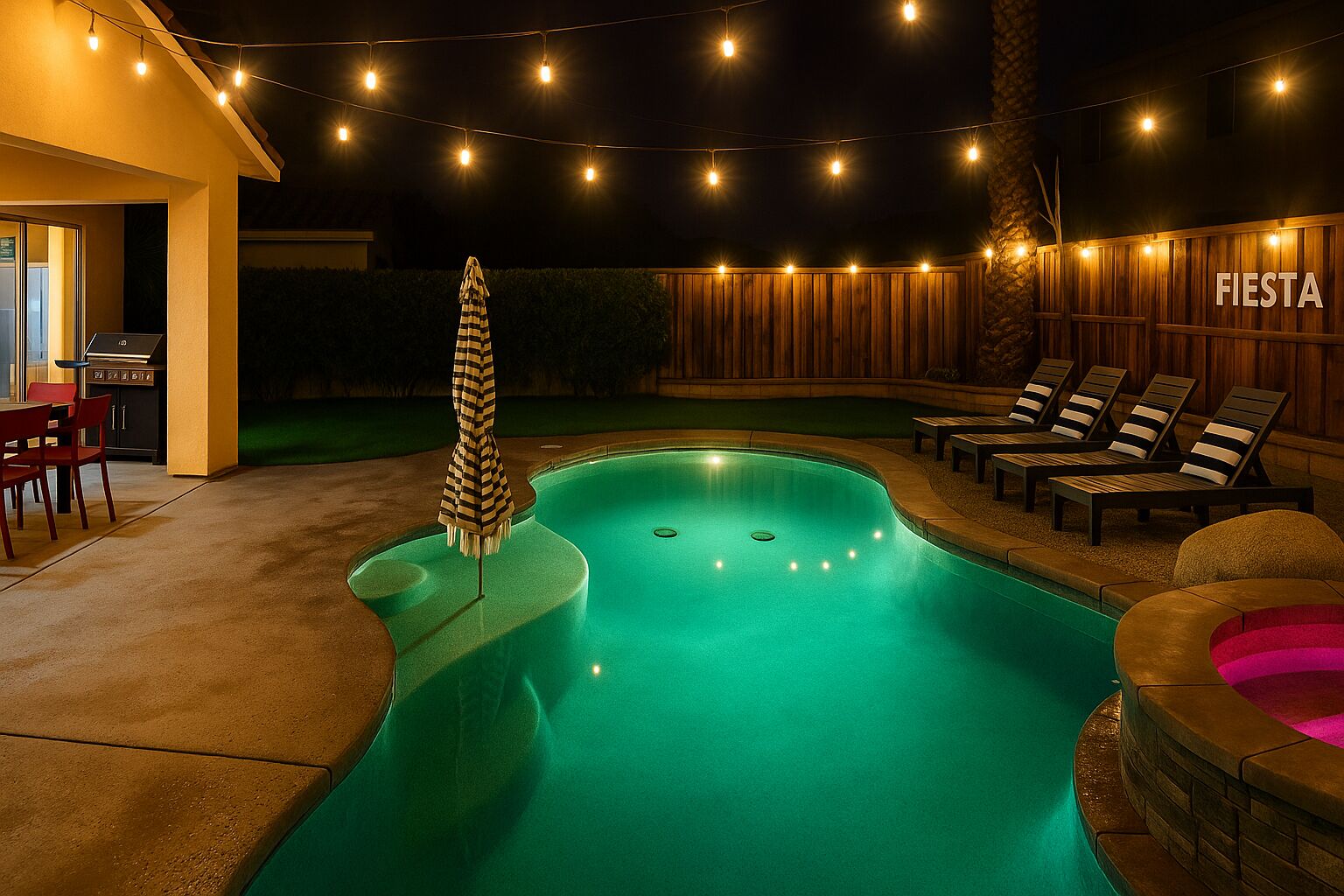 Piscine extérieure, piscine chauffée