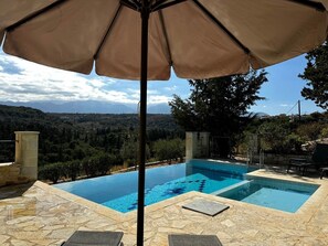 Outdoor pool - Luxury Crete Villa with Infinity Pool, Hot Tub & White Mountain Views (Douliana)