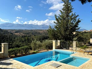 Outdoor pool - Luxury Crete Villa with Infinity Pool, Hot Tub & White Mountain Views (Douliana)