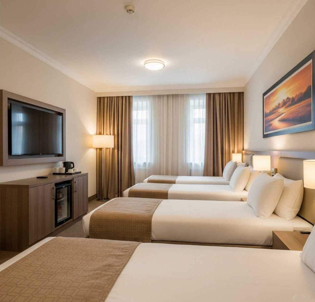 Quadruple Room | Premium bedding, desk, laptop workspace, free WiFi