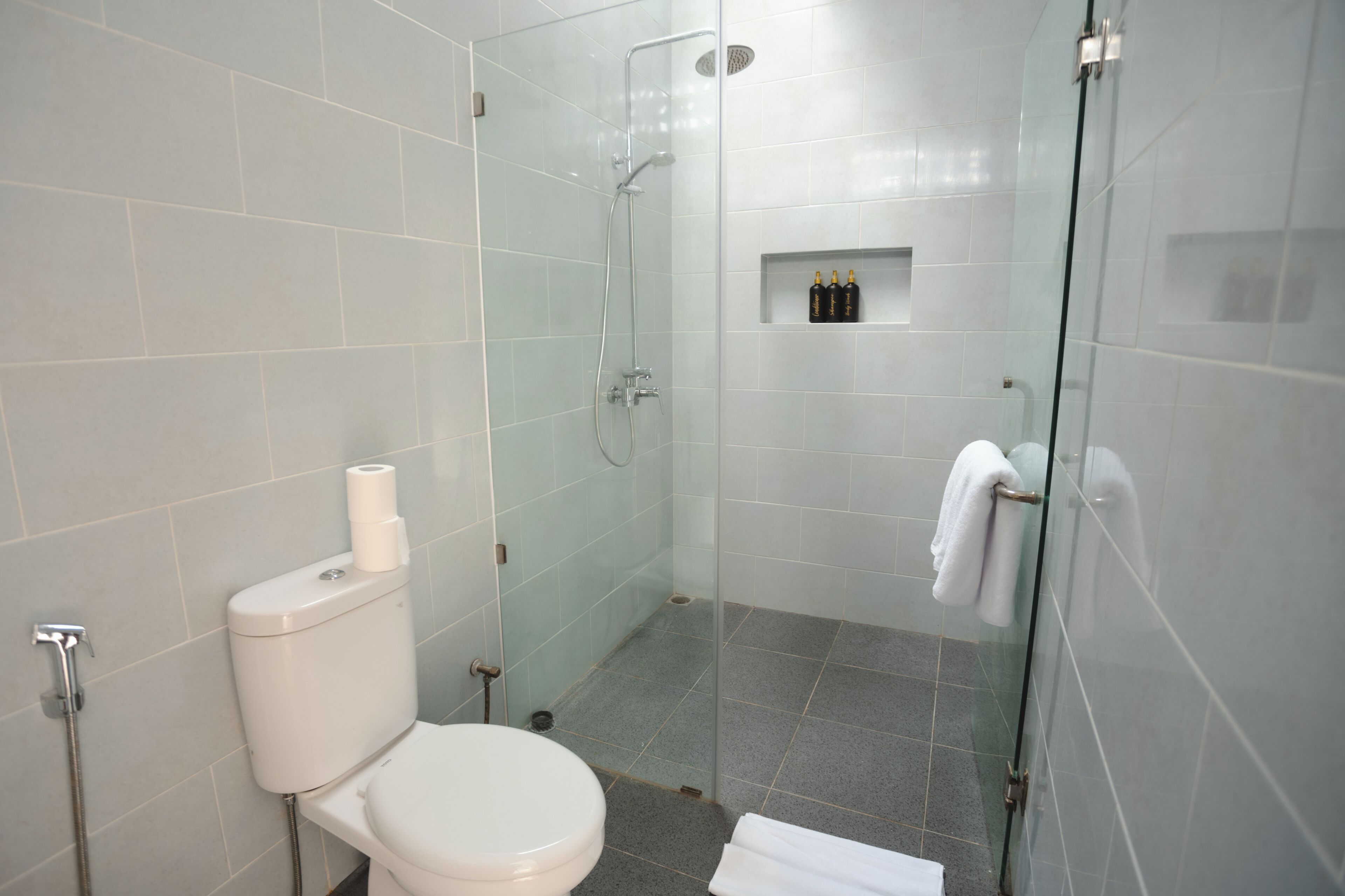Vila Standar, pemandangan kolam renang | Kamar mandi | Shower, pengering rambut, handuk, dan sabun