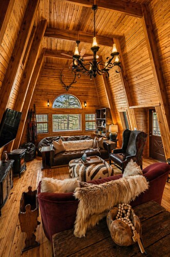 Sunset-View A-Frame Cabin Sleeps 12 Dog Friendly