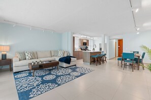 TV, books - Block to Beach, Modern 3BR w/AC, Patio, Parking (San Juan)