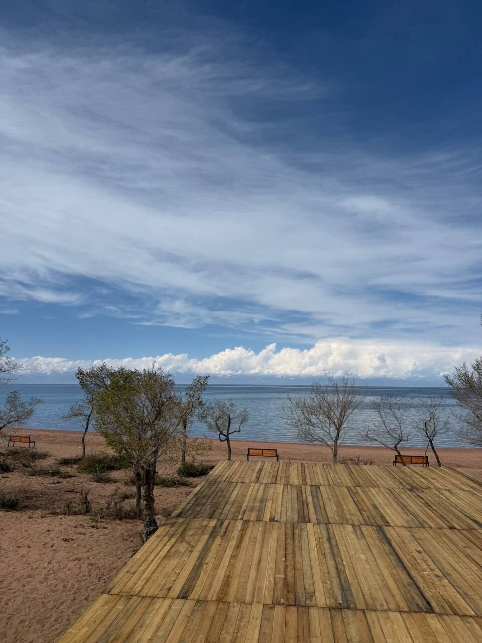 Habitació amb dos llits individuals panoràmica, pati hawaià, vistes al llac | Terrassa o pati
